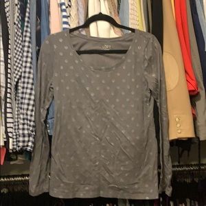 Loft outlet tee gray silver polka dots